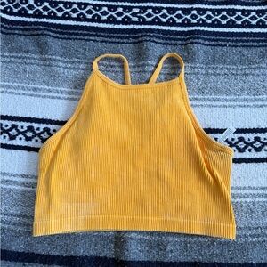 Joylab Women’s Orange Cropped Raceback Tank top w/ Build In Bra Size Small